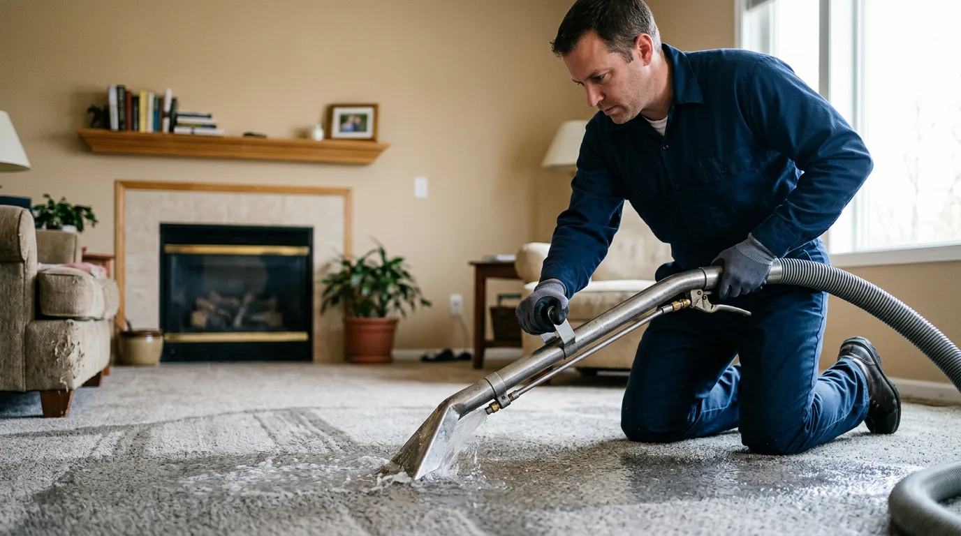 Water damage restoration technician working near Quinnesec, MI